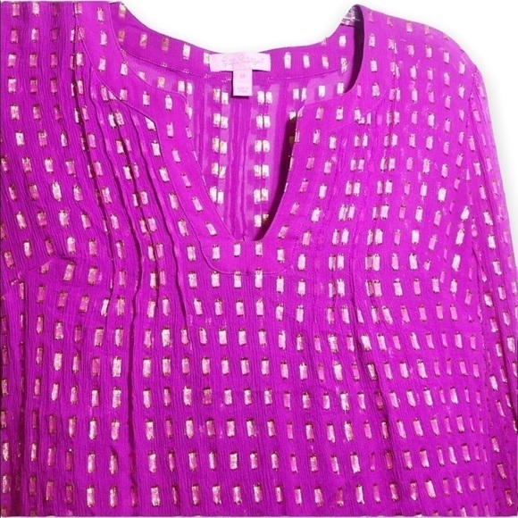 Lilly Pulitzer Silk Colby Top size XS exotic orchid - Picture 3 of 6